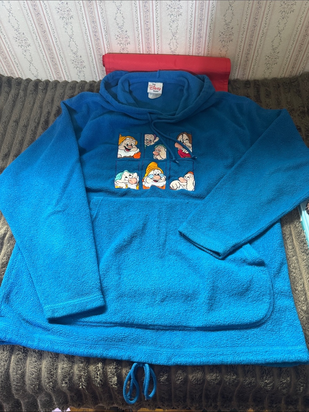 Disney Blue Hooded Pullover with Seven Dwarfs Patch